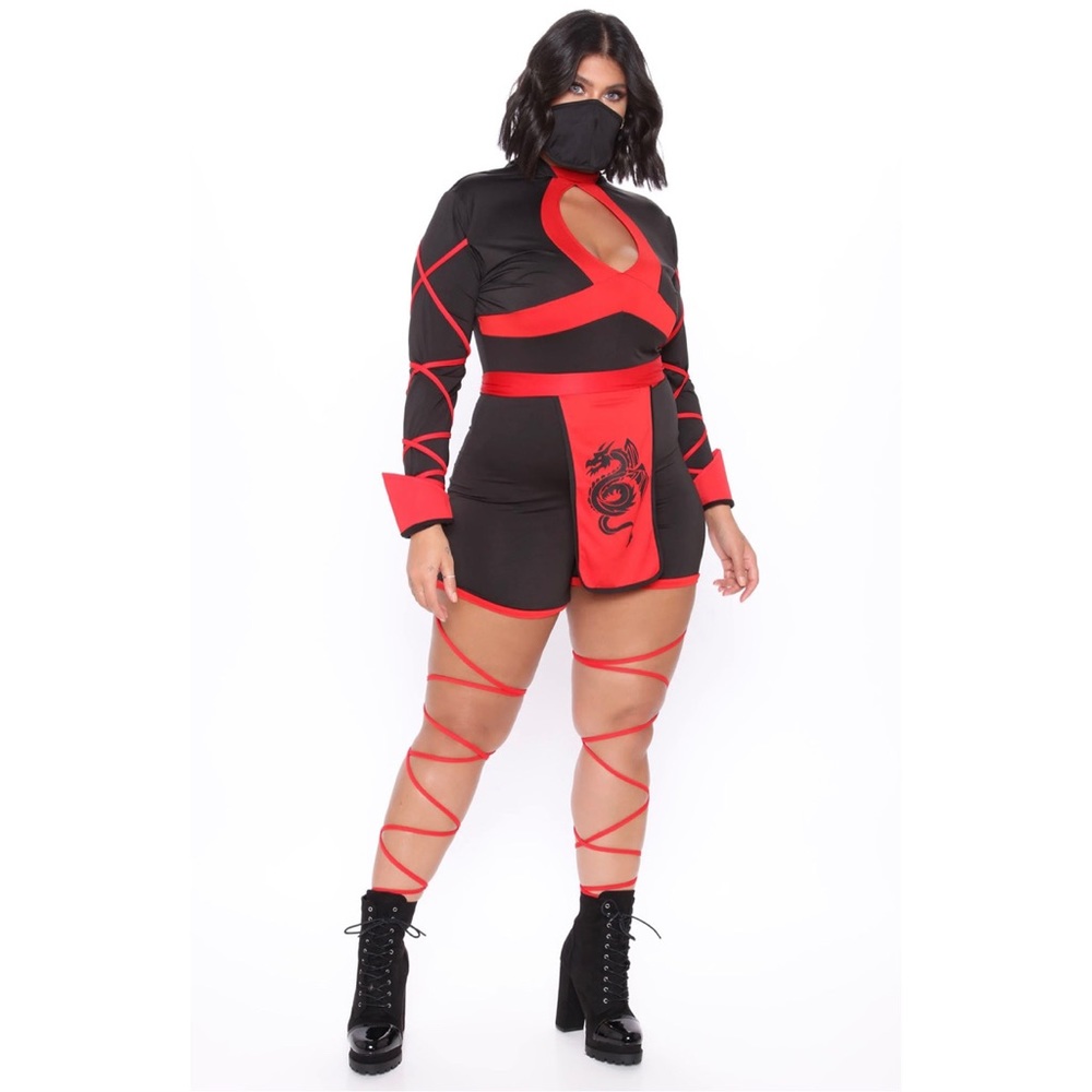 Dragon Ninja 3 Piece Costume Set - Black/Red